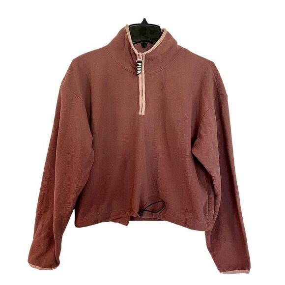 PINK Victoria's Secret Sweaters - PINK fleece quarter zip pullover sweater with adjustable waist M